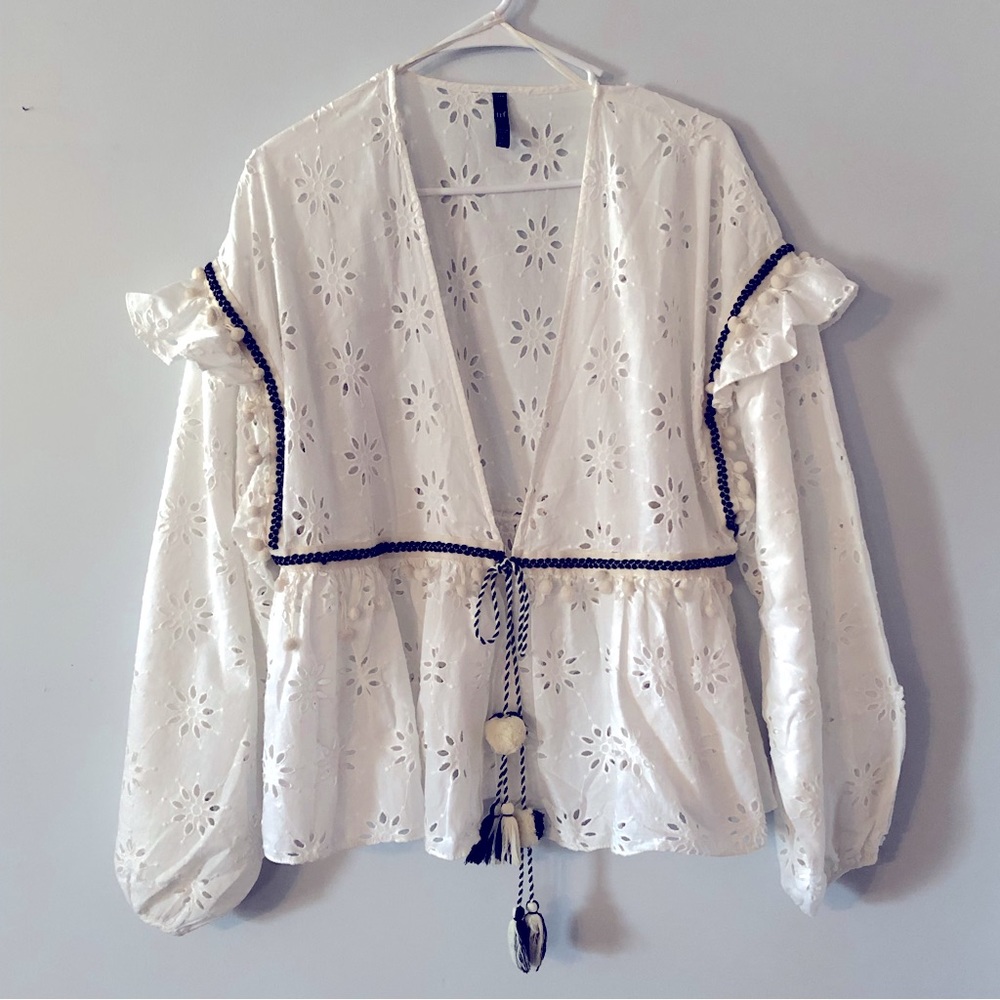 Zara white eyelet boho top